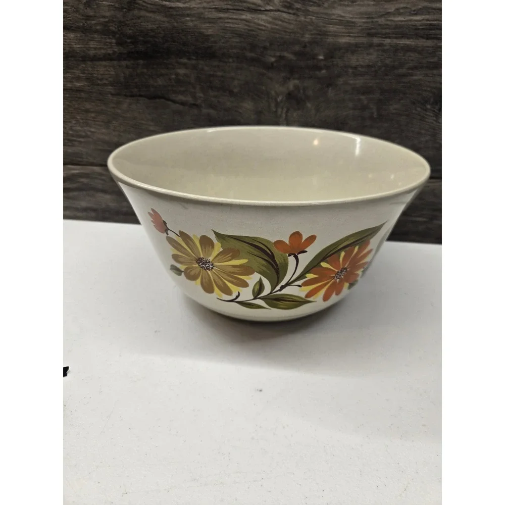 Capri Bake Serve n Store Stoneware Mixing Bowl Retro Floral‎ Japan JMP 10 Inch